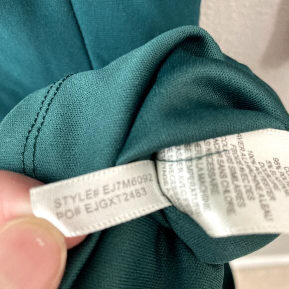 Eliza J Faux Wrap Ruched Jersey Sheath Dress - Green - 6 - Picture 7 of 9